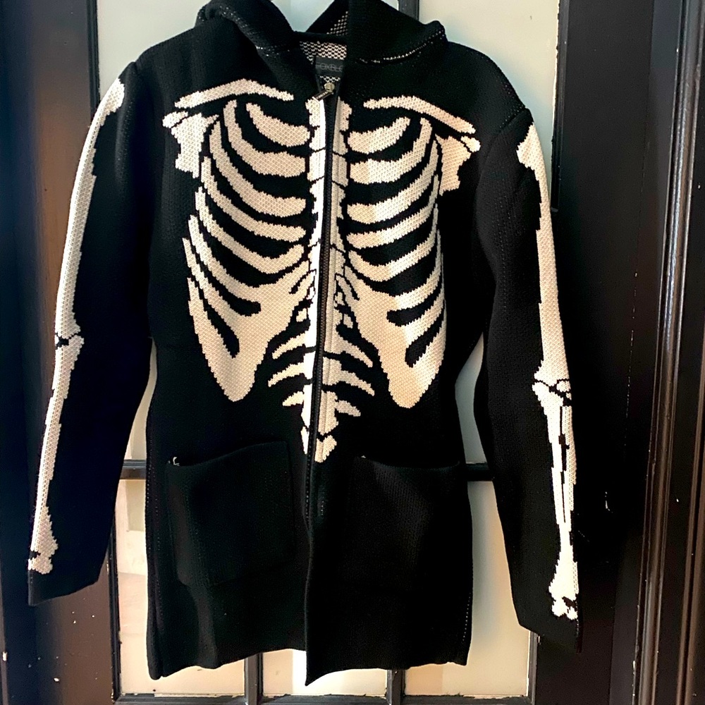 Foxblood bones skeleton zip up hood cardigan